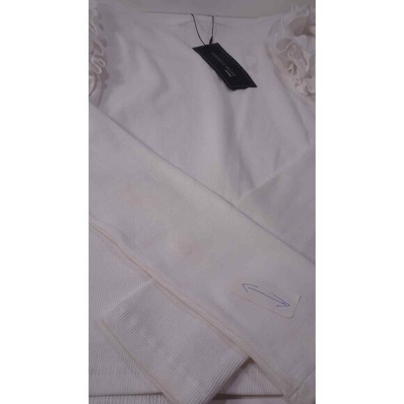 Veronica Beard Avedon Top White Ruffle Long Sleeve Top L NWT 228 IRRG - Picture 9 of 10